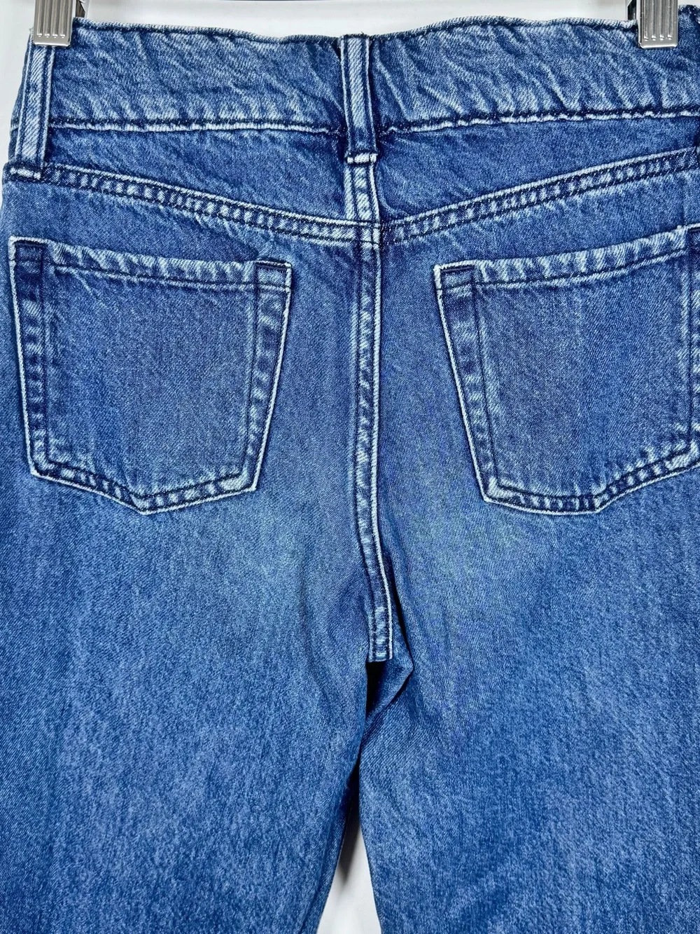 Gap Girls High Rise Stride Wide Leg Ankle Denim Jeans Size 12 Medium Wash Preppy
